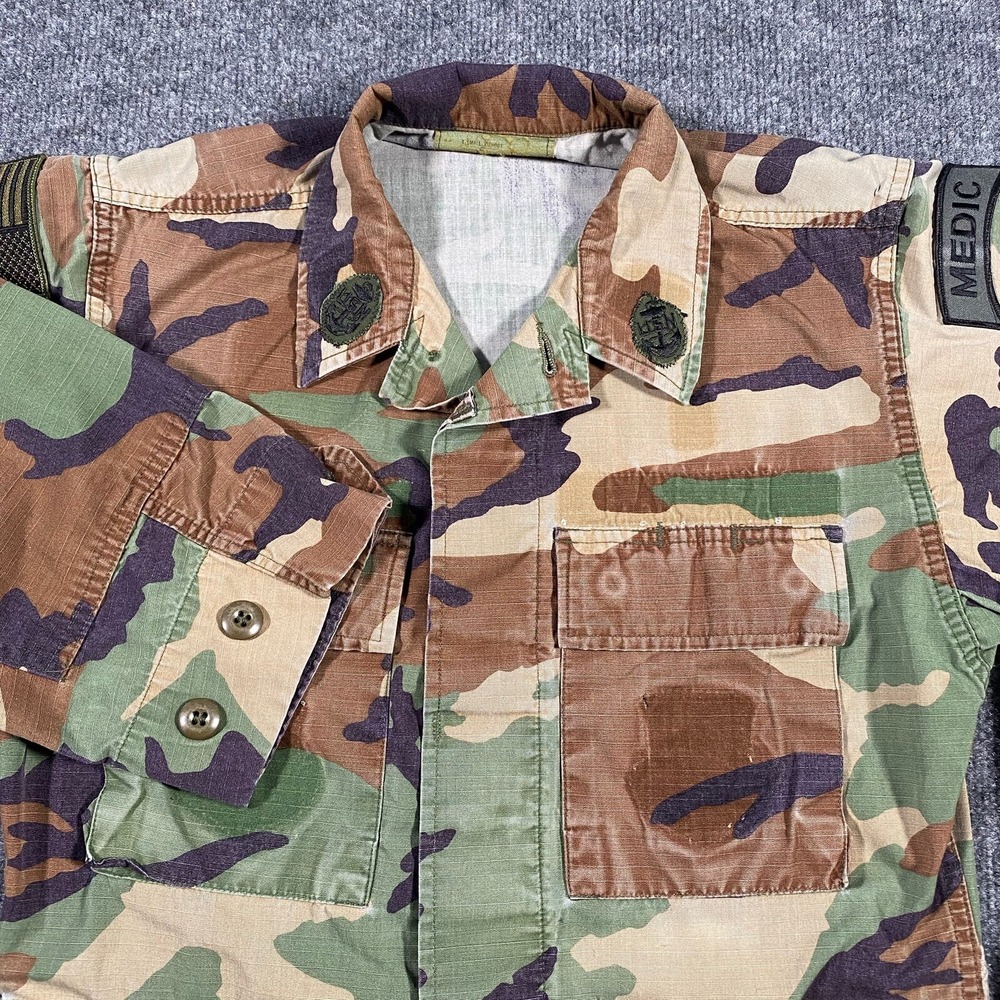 Vintage 90s US Navy USN Woodland Camo Military Blouse Mens Size XS Extra Small